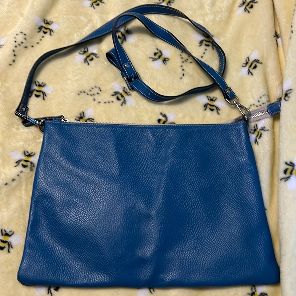 Antonio Cristiano made in Italy turquoise-ish blue leather Crossbody